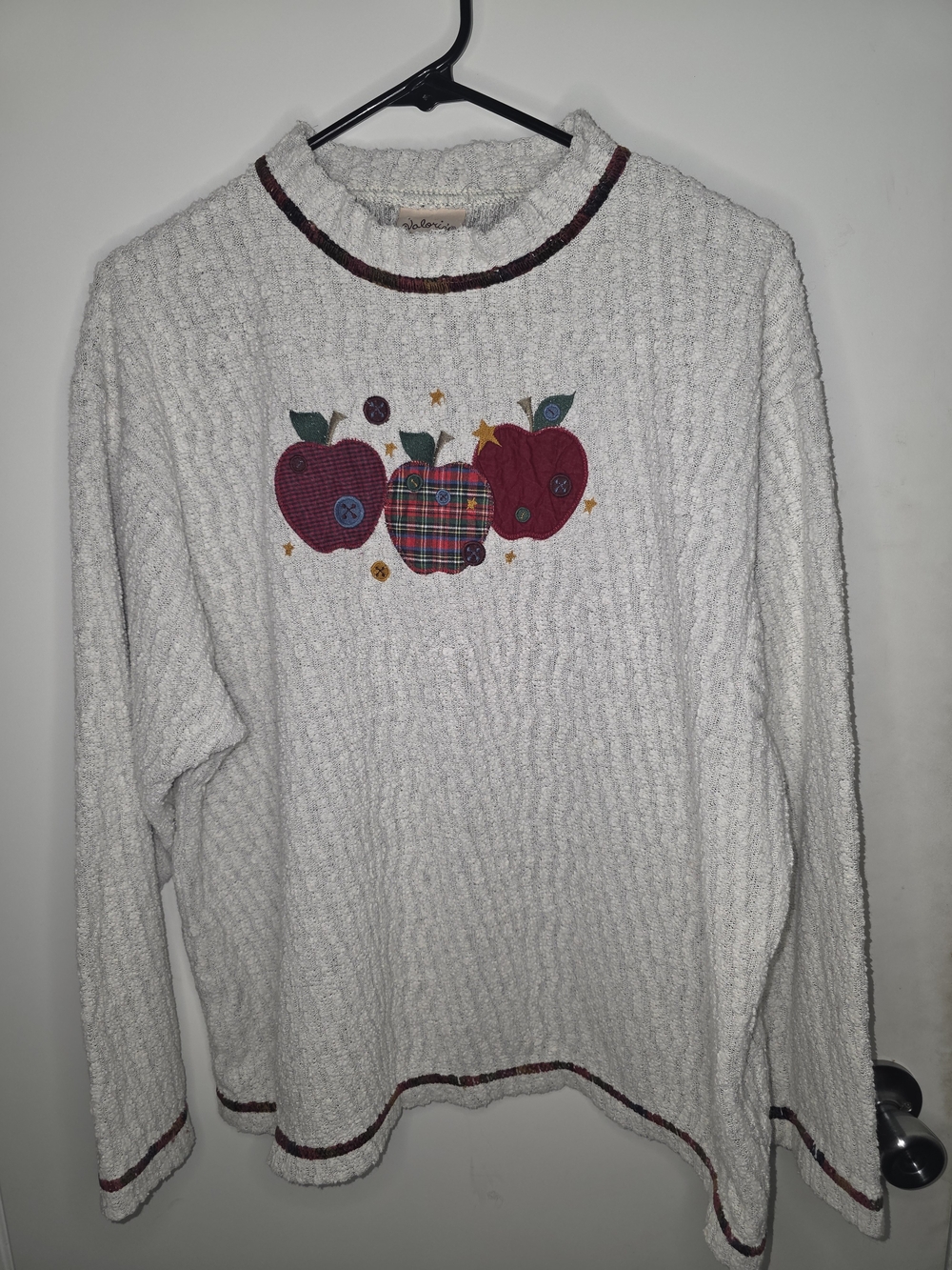 Vintage 90s Valorie’s Folk Art Apple Sweater Knit Teacher Grandma Core- XL